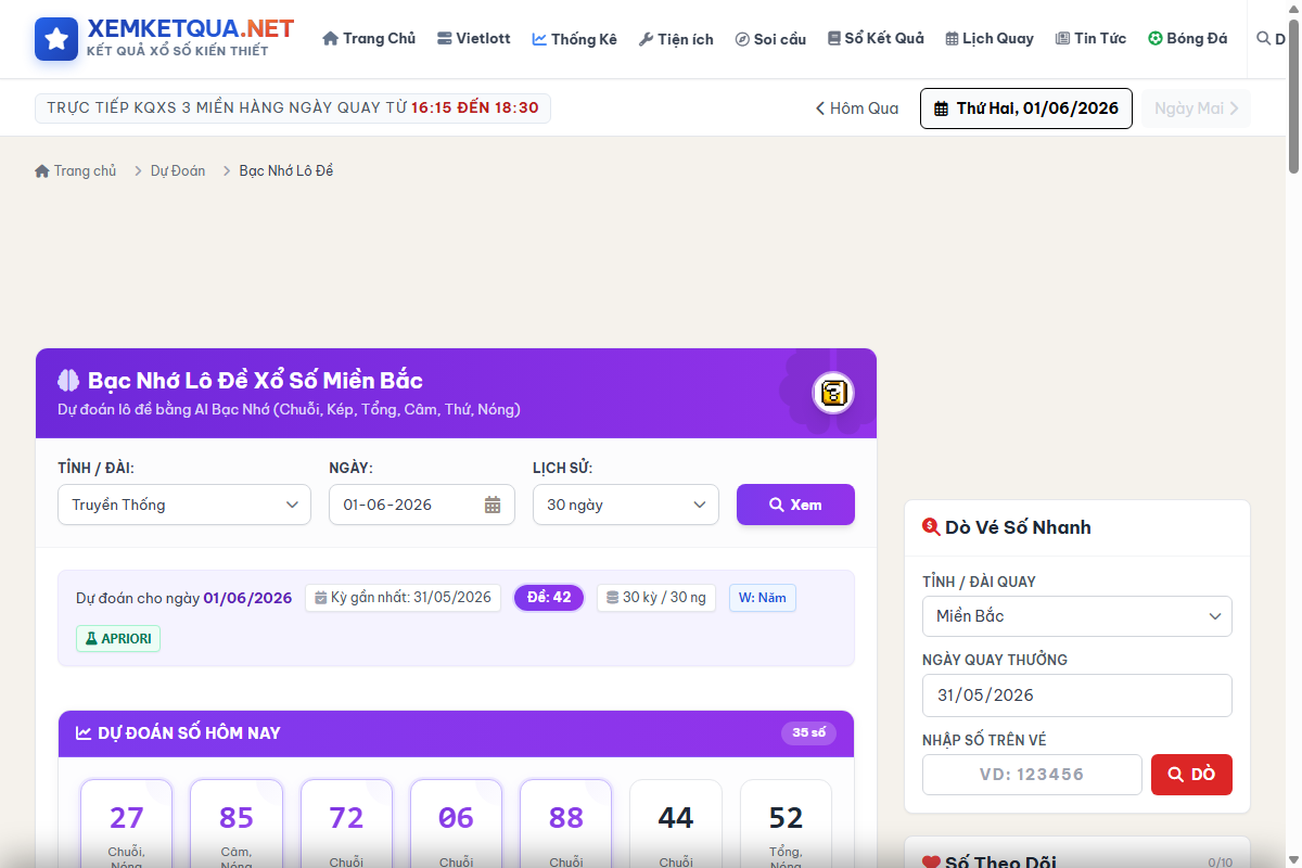 Hướng dẫn cách xem và sử dụng Thống kê bạc nhớ lô đề trên Xemketqua.net