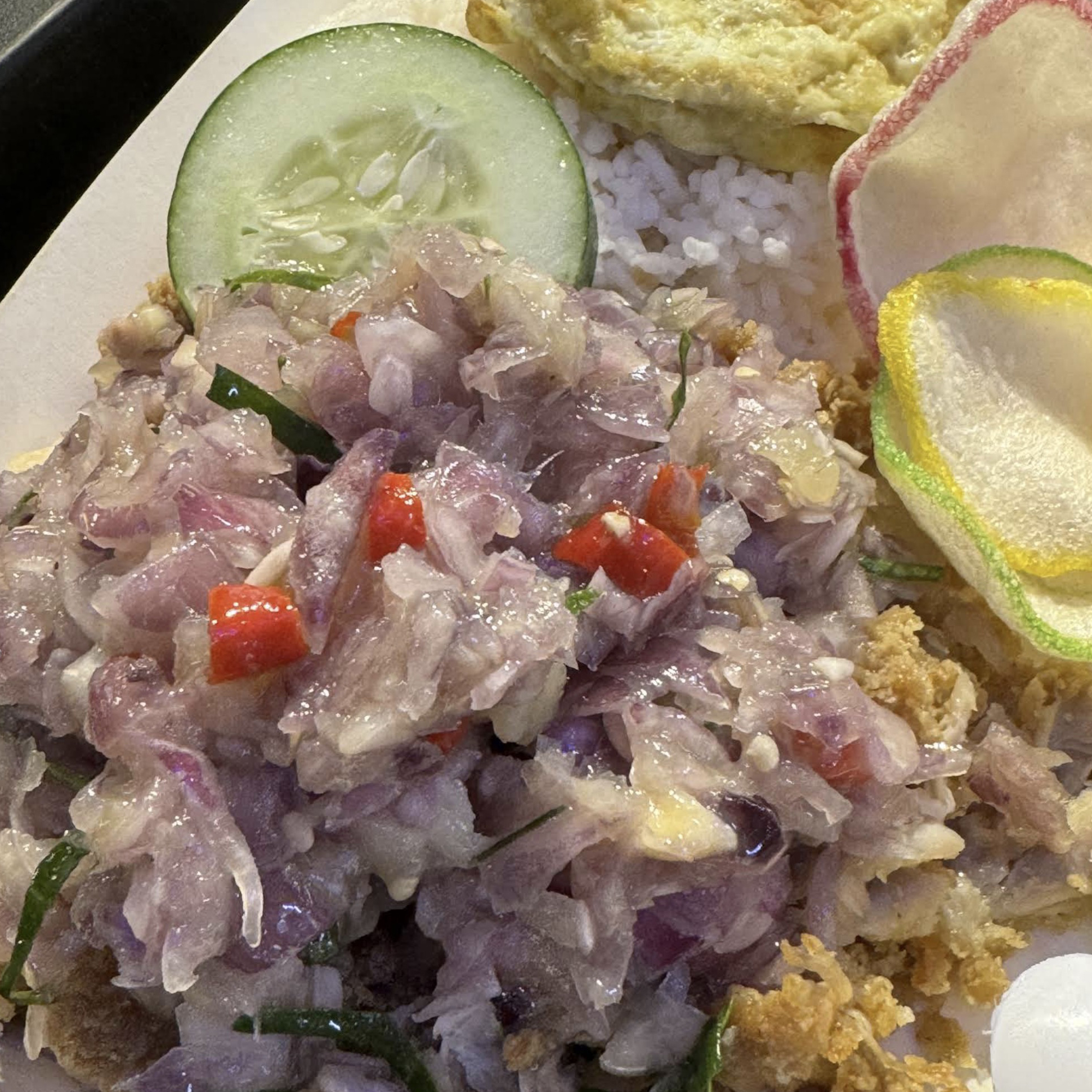 Ayam Geprek smashed fried chicken at Papa Ayam