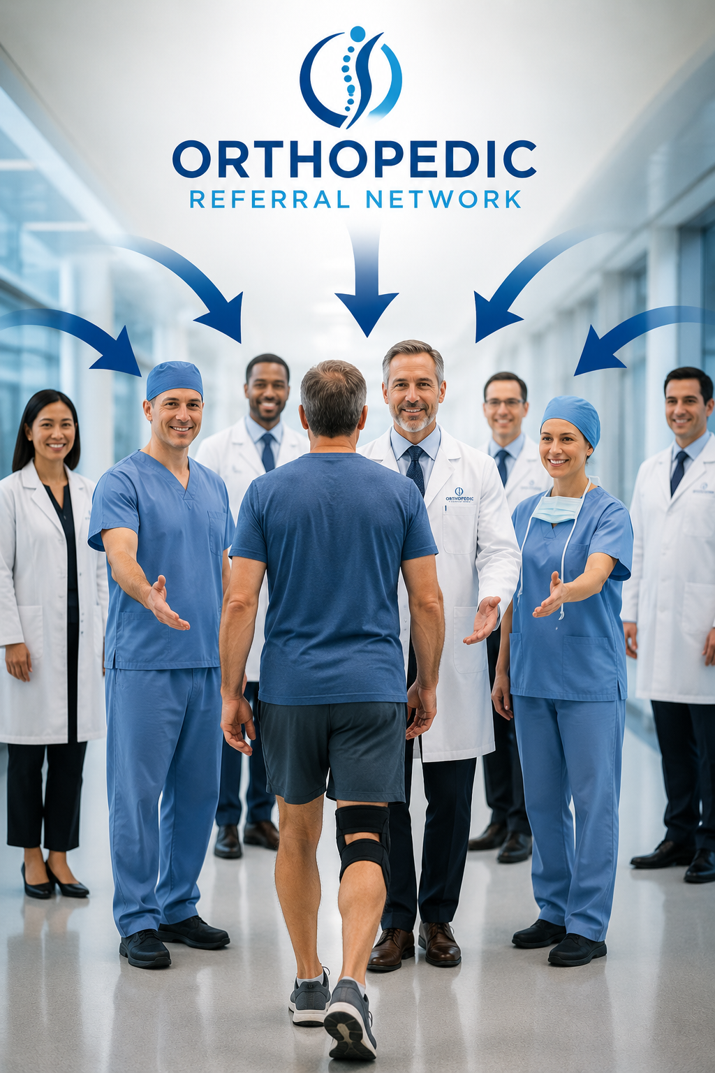 Orthopedic Referral Network doctors helping guide a patient