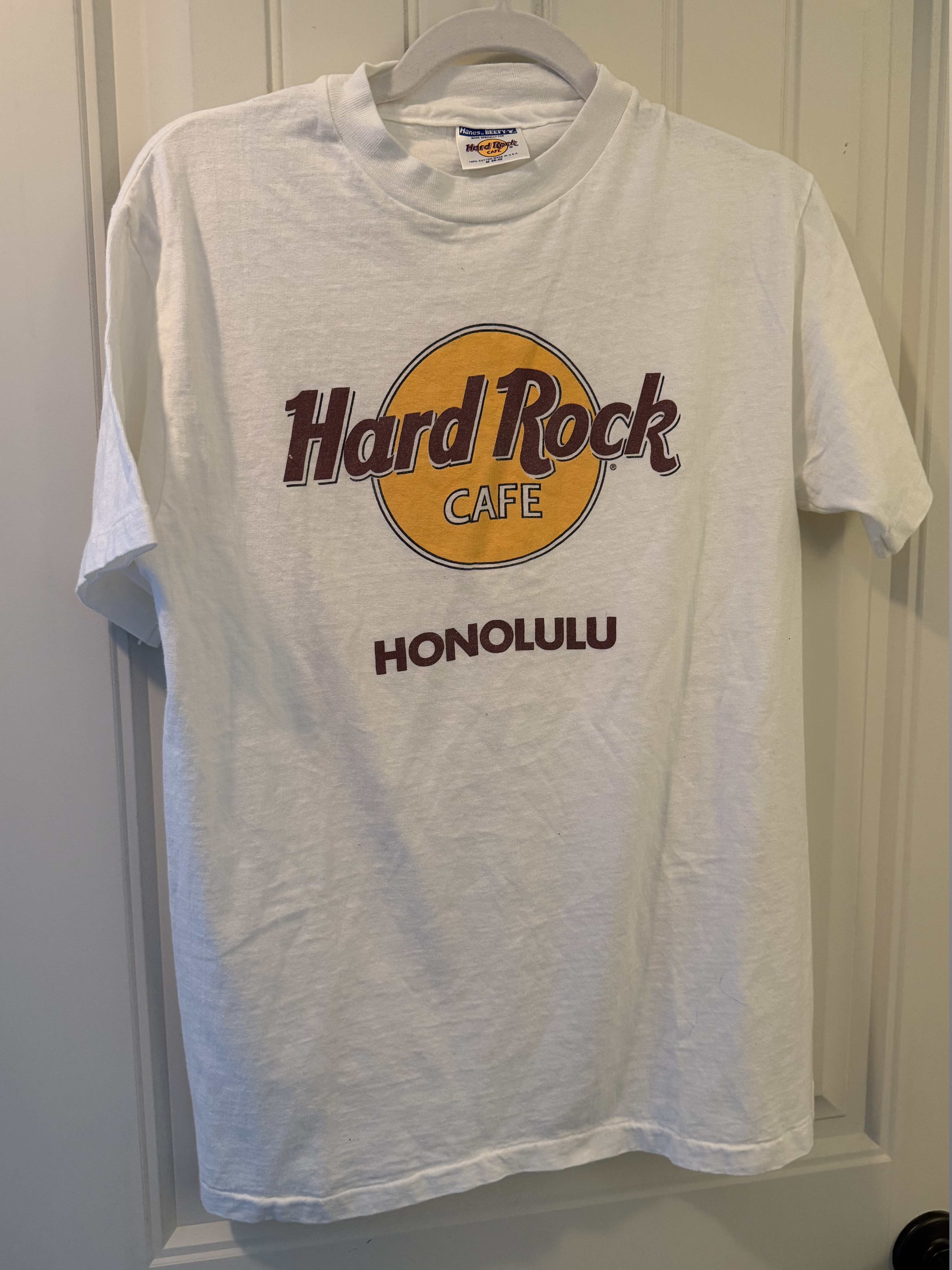 Vintage Hard Rock Cafe Honolulu T-Shirt White Hanes Beefy-T Souvenir Tee