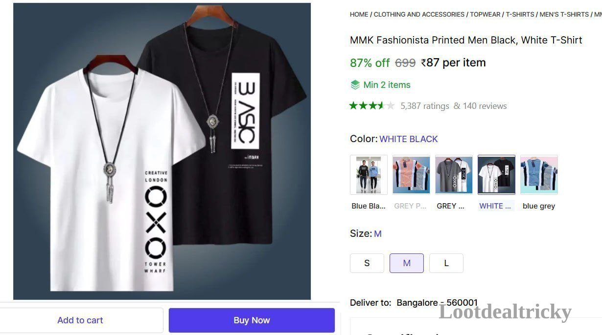 T Shirt Flipkart – Just ₹87 | Loot Deal