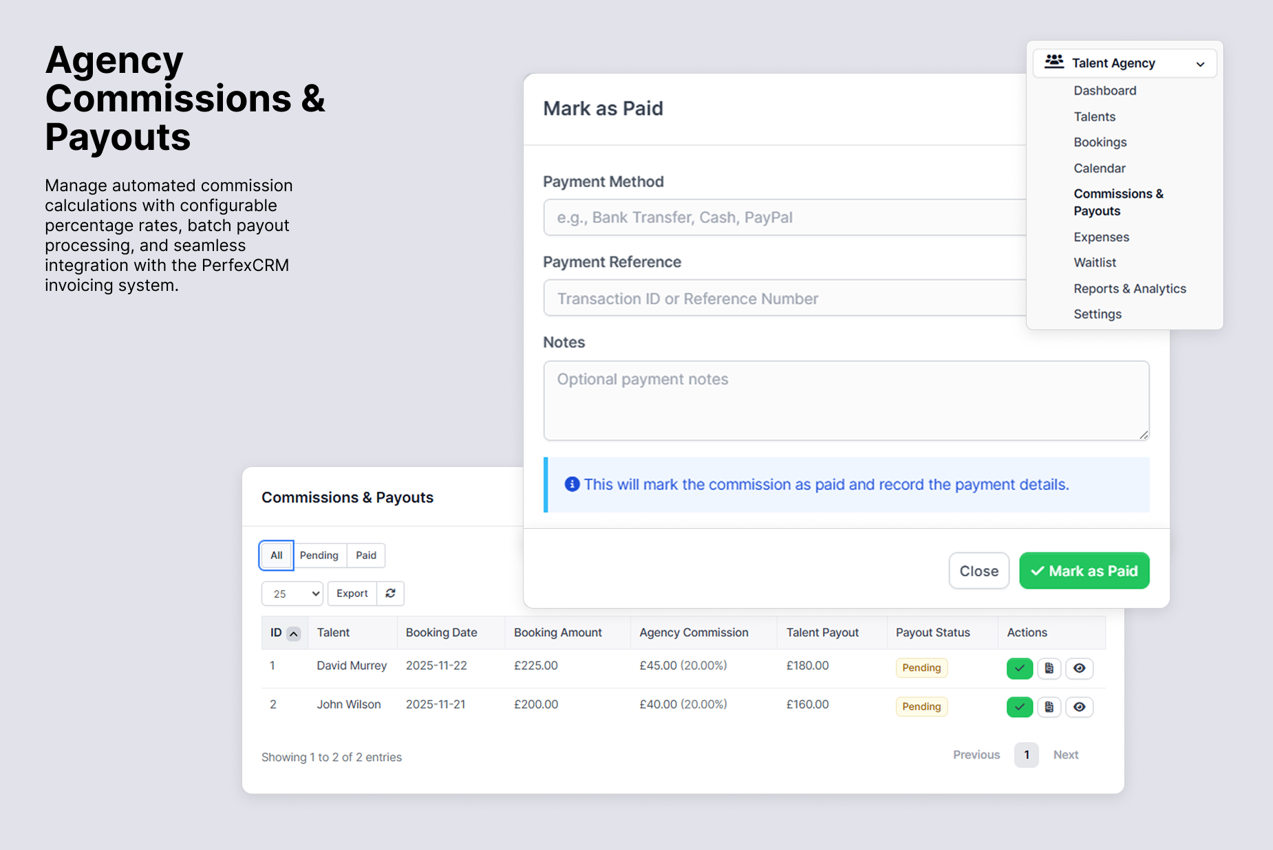 Talent Agency Management Module for Perfex CRM
