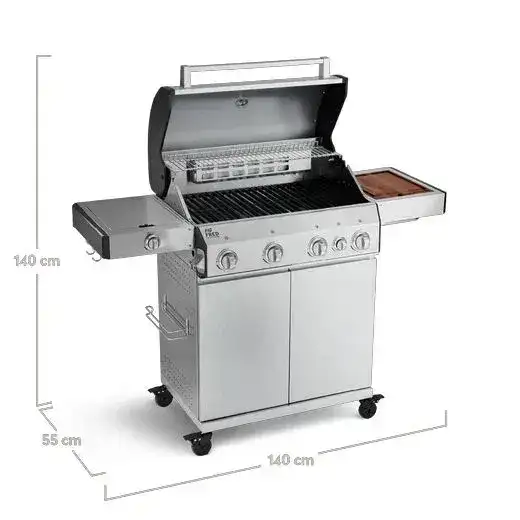 Burnhard Gasbarbecue Big Fred Deluxe - incl. Infrarood branders, gietijzeren rooster, thermometer in deksel, piezo-ontsteking en afdekkap - Vleeskopenbijdeboer.nl