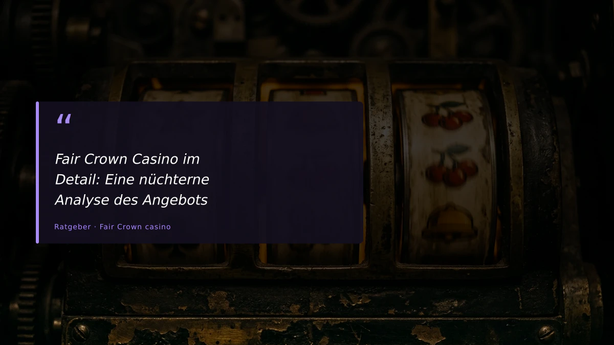 Fair Crown Casino im Detail: Eine nüchterne Analyse des Angebots