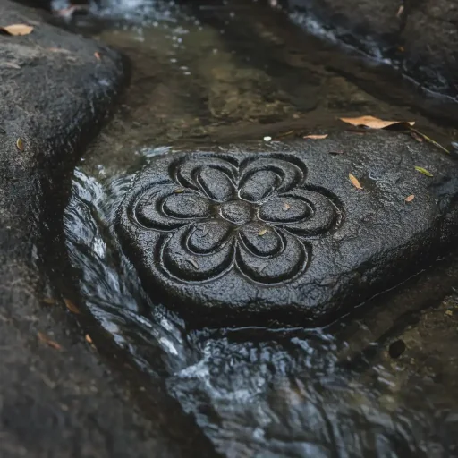 Fleur de pierre sculptée dans l'eau pour illustrer le drainage Vodder à Toulouse Jolimont.