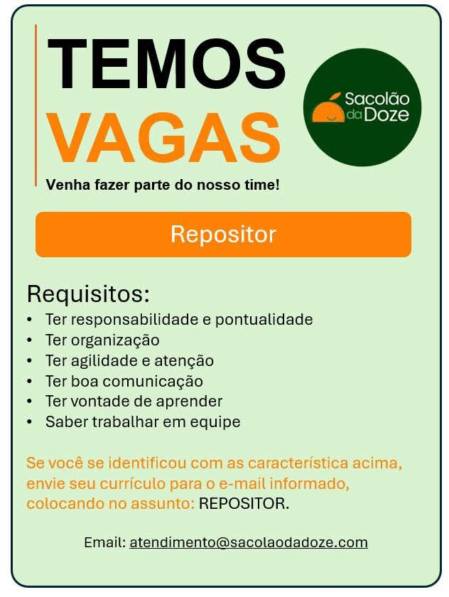 VAGA PARA REPOSITOR - Imagem 1