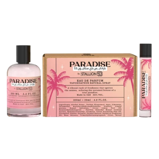 Perfume Paradise Stallion 53 Original, Dúo con Spray de Viaje Honduras