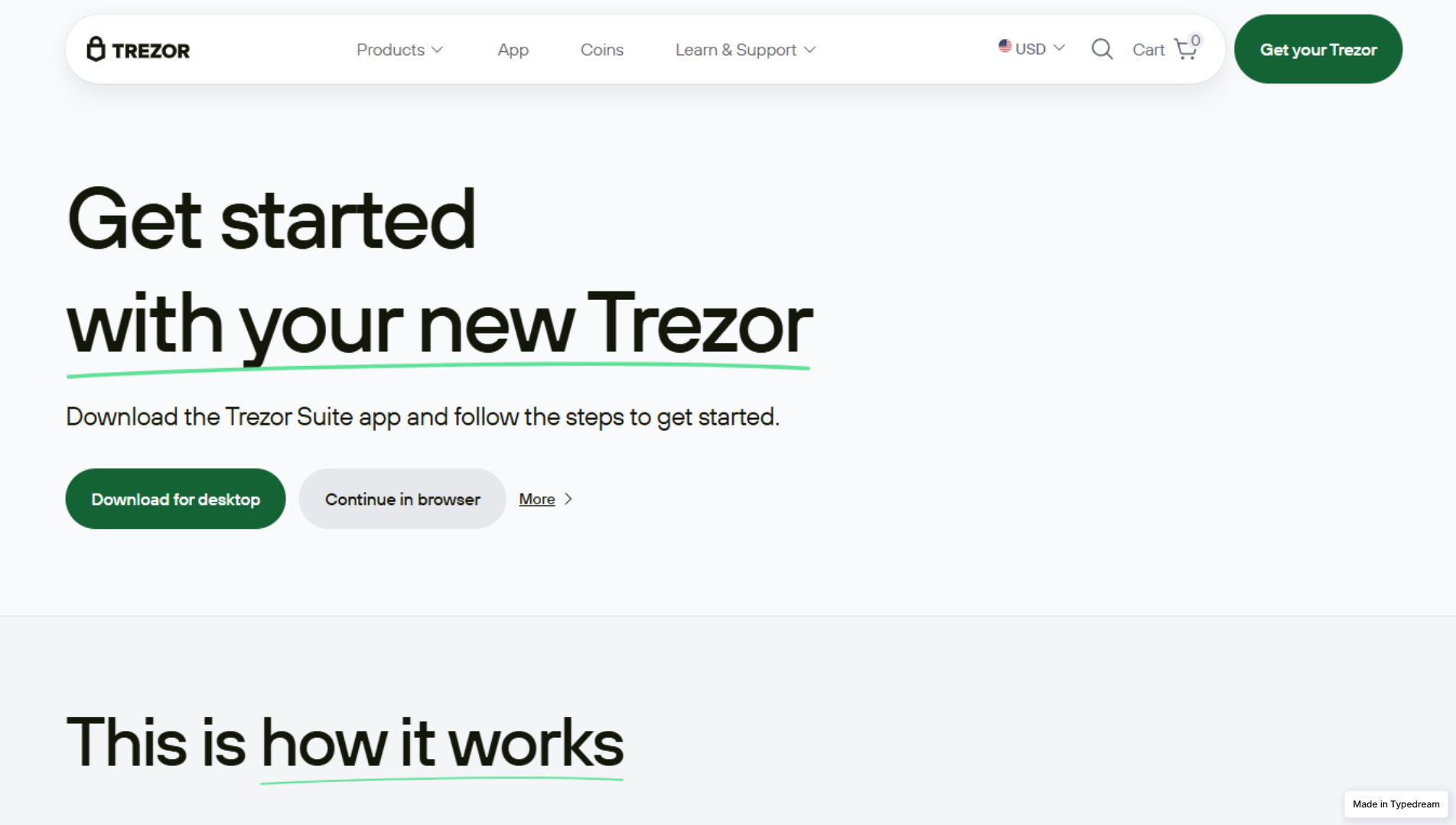Stored capture of public-trezer-suite-app.typedream.app
