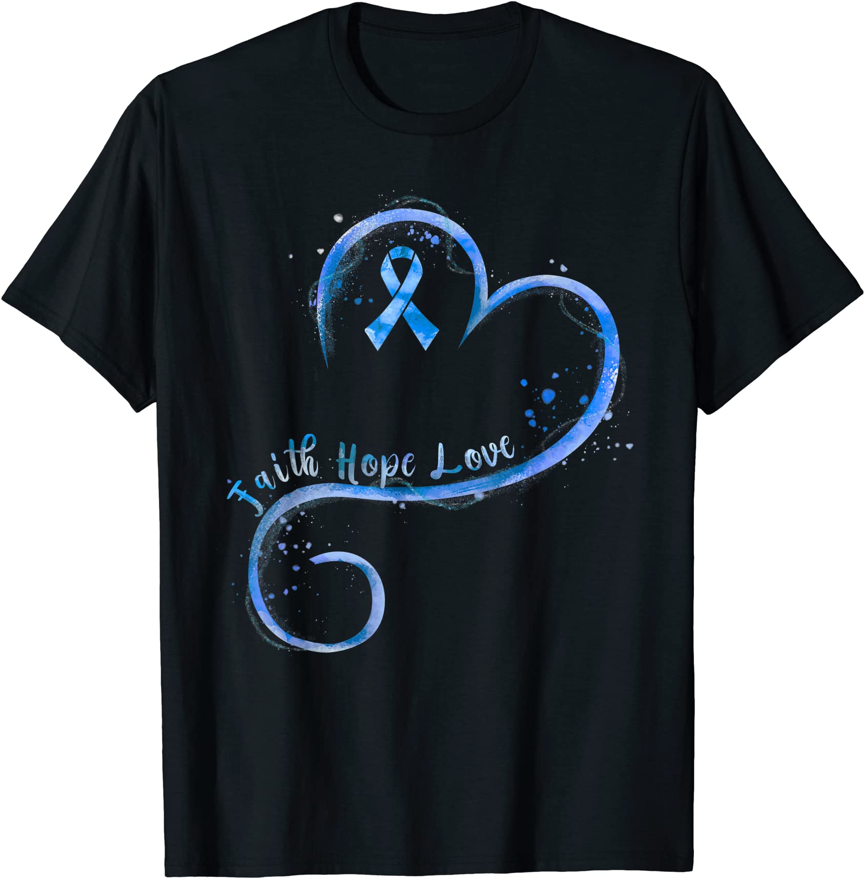 Faith Hope Love Dark Blue Ribbon Colon Cancer Unisex T-Shirt