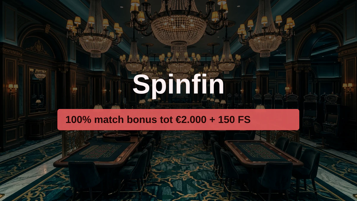Spinfin casino — welkomstbonus 100% match bonus tot €2.000 + 150 FS, betalingen: Visa, Mastercard, Skrill, Neteller, Paysafecard