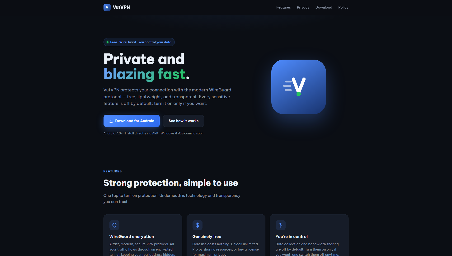 Screenshot of vutvpn.app