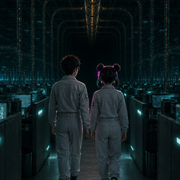 E4 05 06 两人离开404 走向后排 背影全景