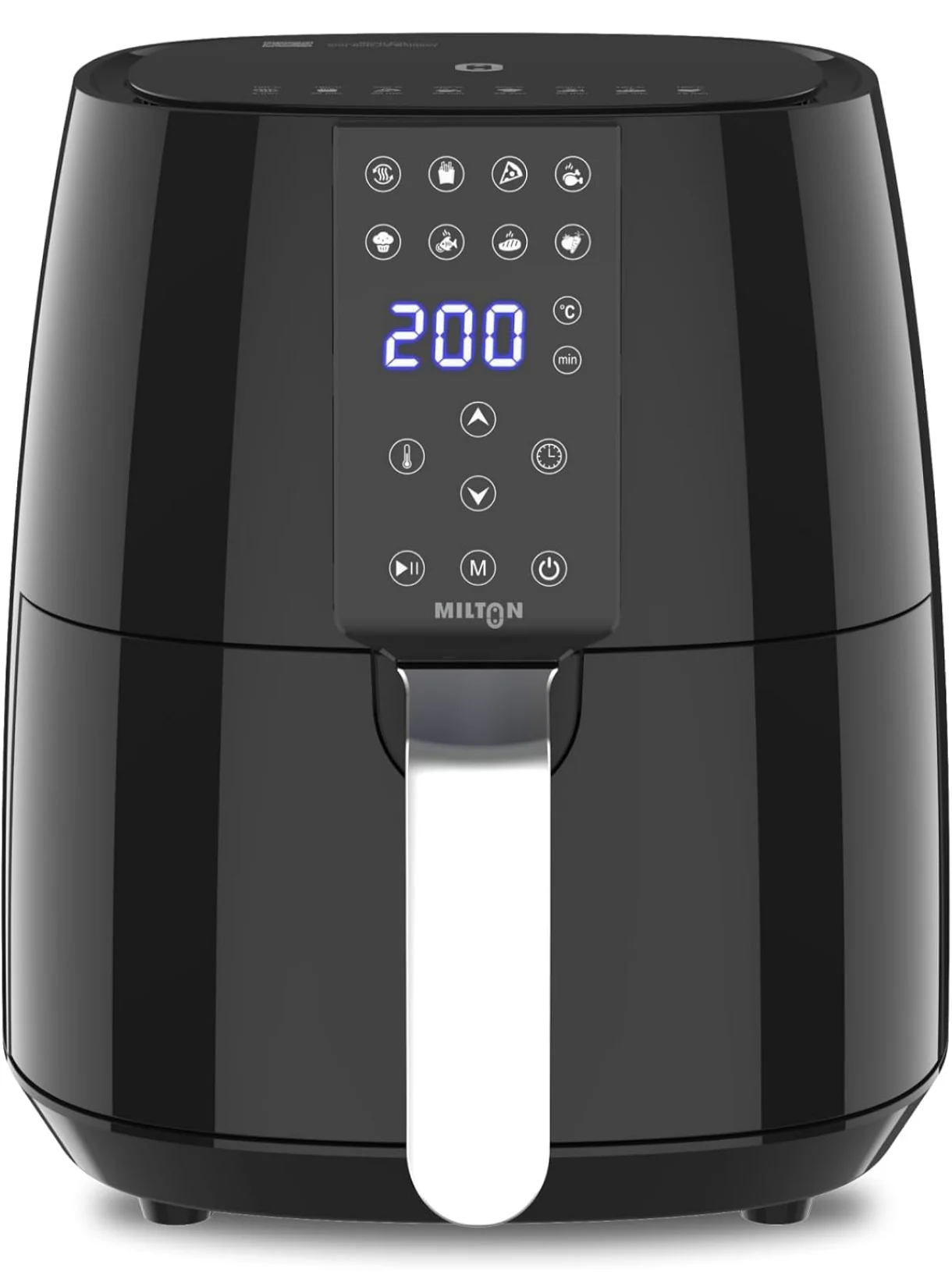 Milton Rapid Digital Air Fryer 4.2L|1450W|360° High Speed Air Circulation|Up to 90% Less Oil Usage|8 Preset Menus|Touch Control Panel & Digital Display|Auto Shut-Off|1 Year Warranty (Black)