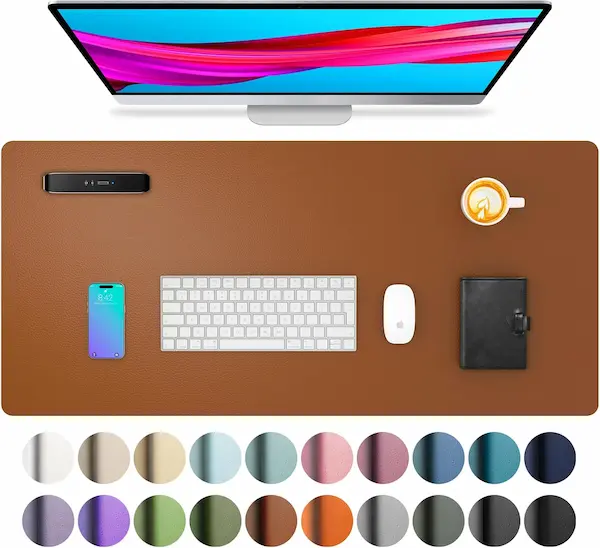 Luxury Brown Leather Desk Pad for Stylish Office Spaces