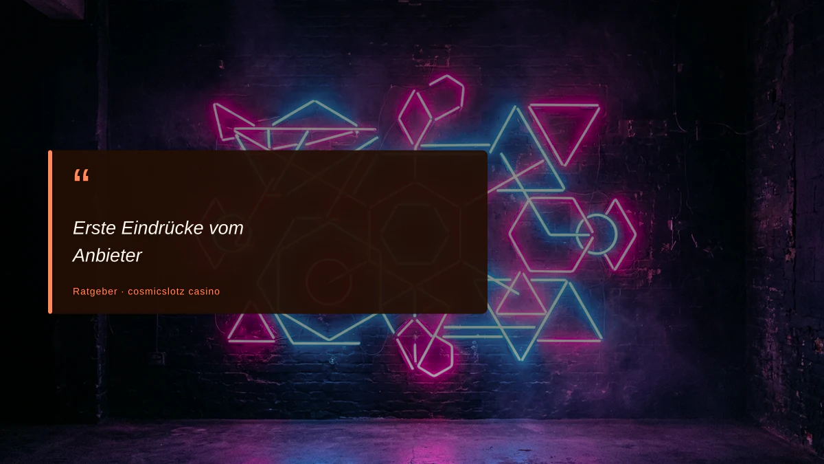 Erste Eindrücke vom Anbieter