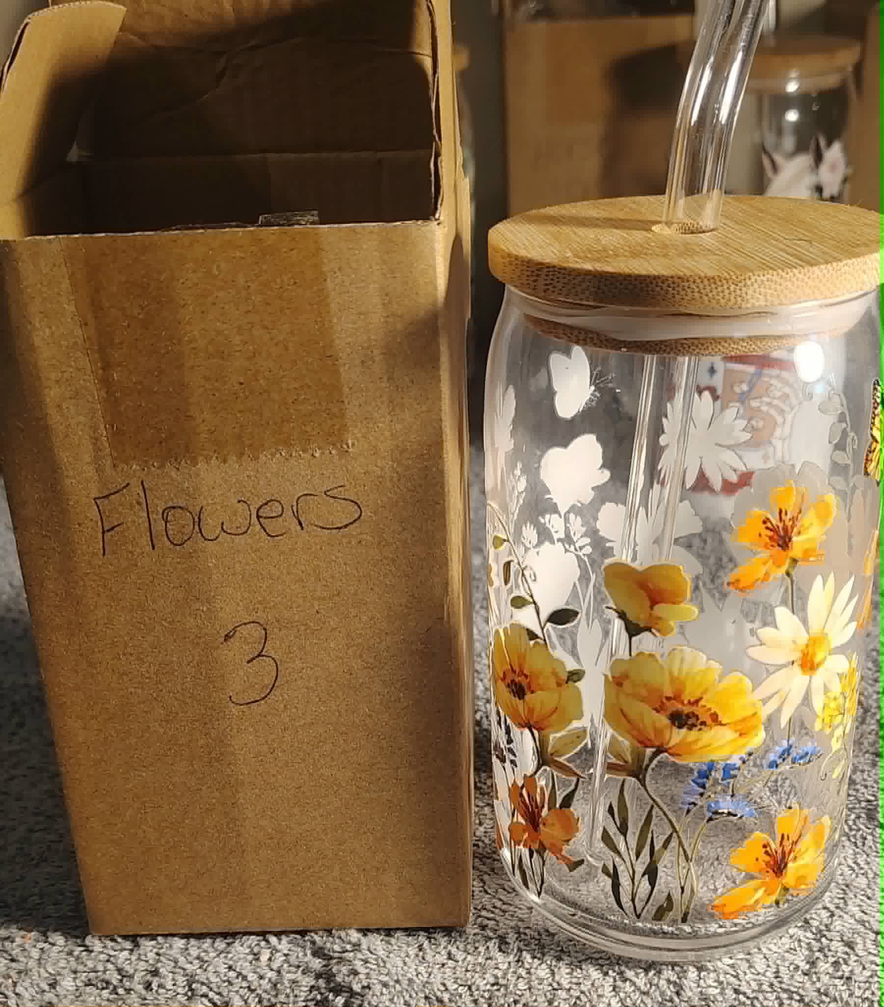 20oz Floral Glass Cup