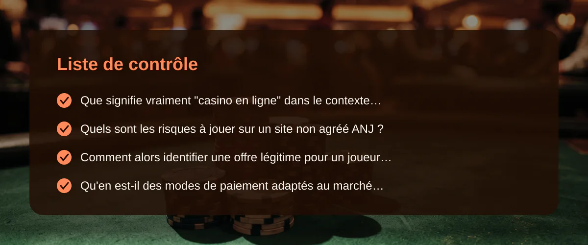 Meilleur casino en ligne pour les français : un concept à interroger avant toute chose — Liste de contrôle