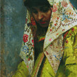 Голова молодой женщины в узорчатом платке 1888