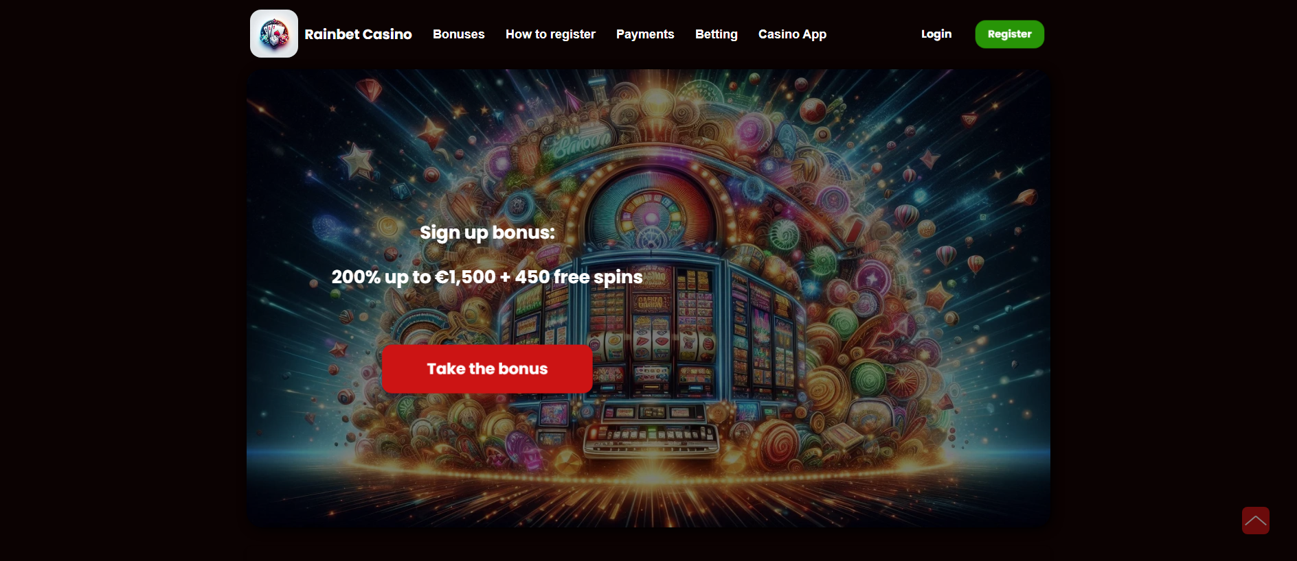 Forensic screenshot of rainbet.ie showing the phishing page layout
