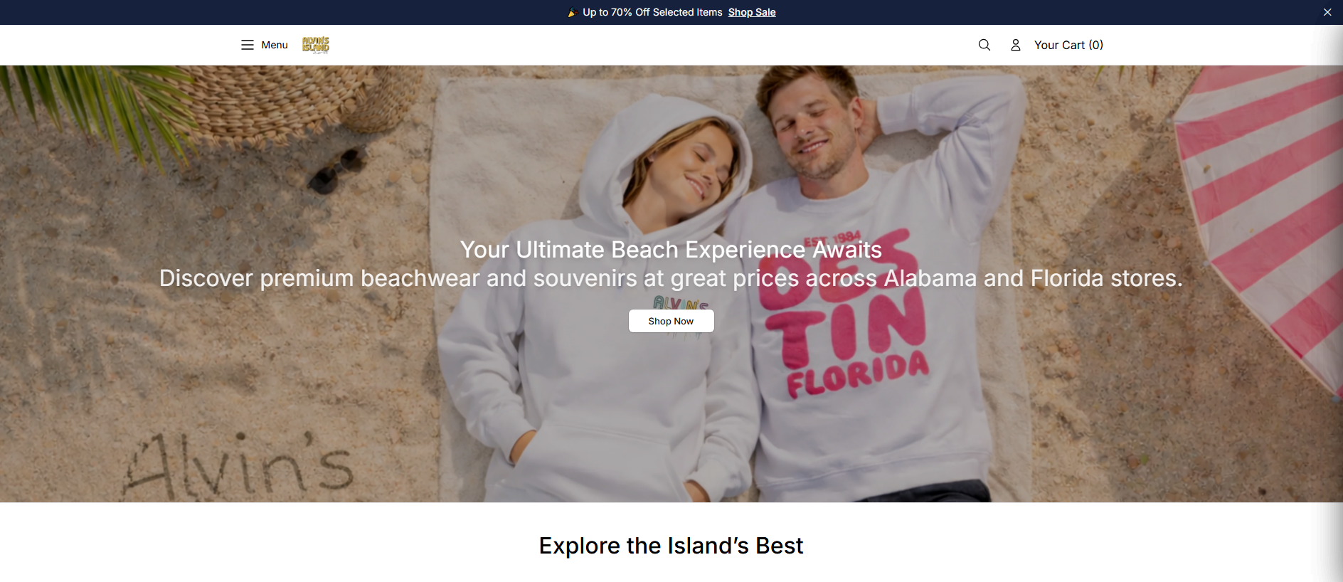 Stored capture of alvinsislandapparel.shop