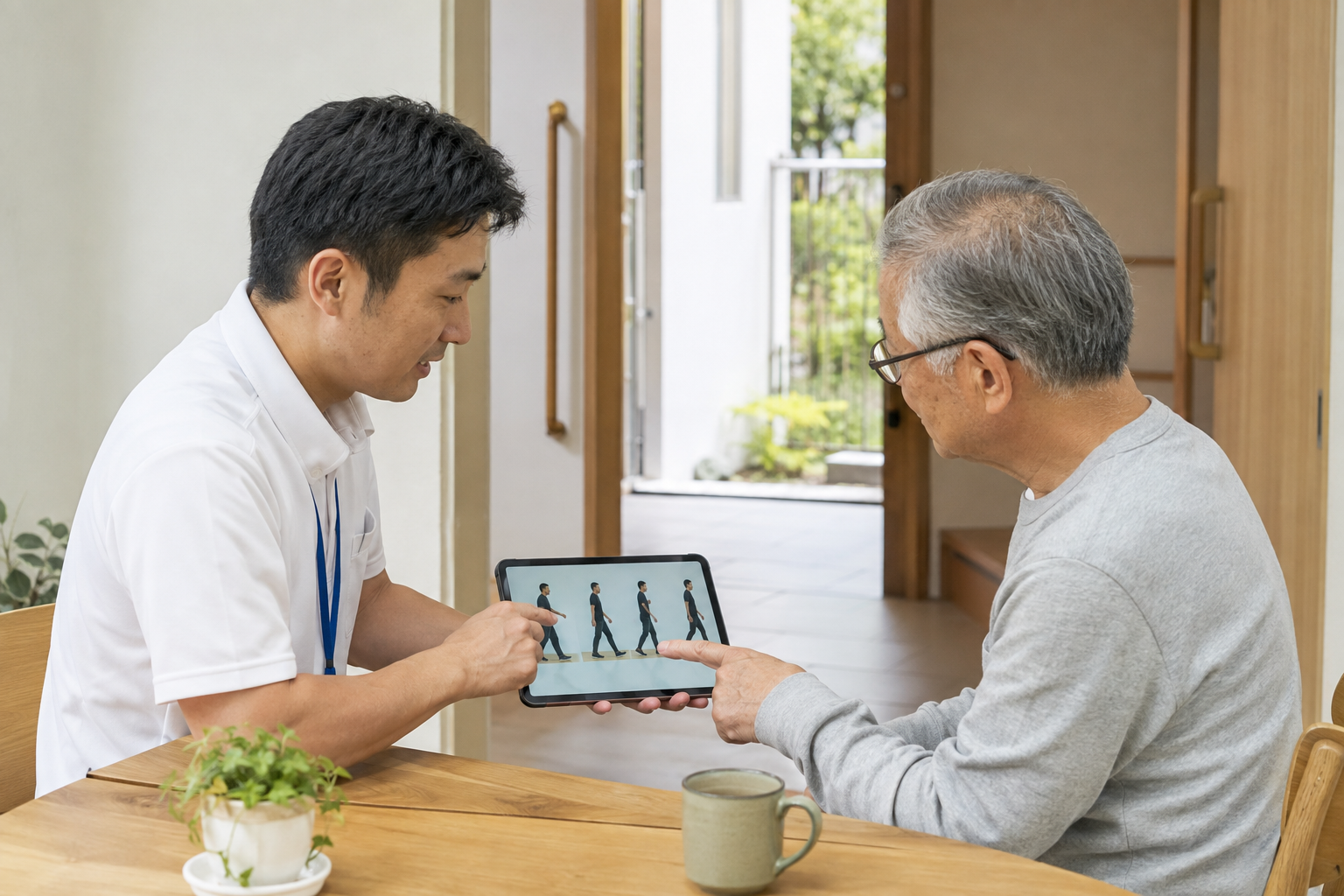 生活上の課題に合わせて歩行動画を選ぶ場面