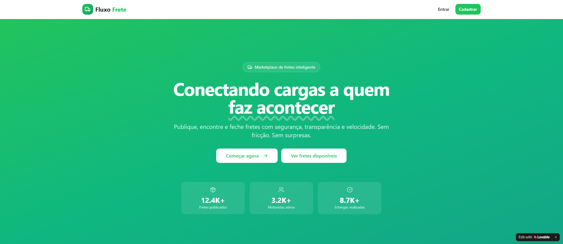 Stored capture of cargofretebrasil.com.br