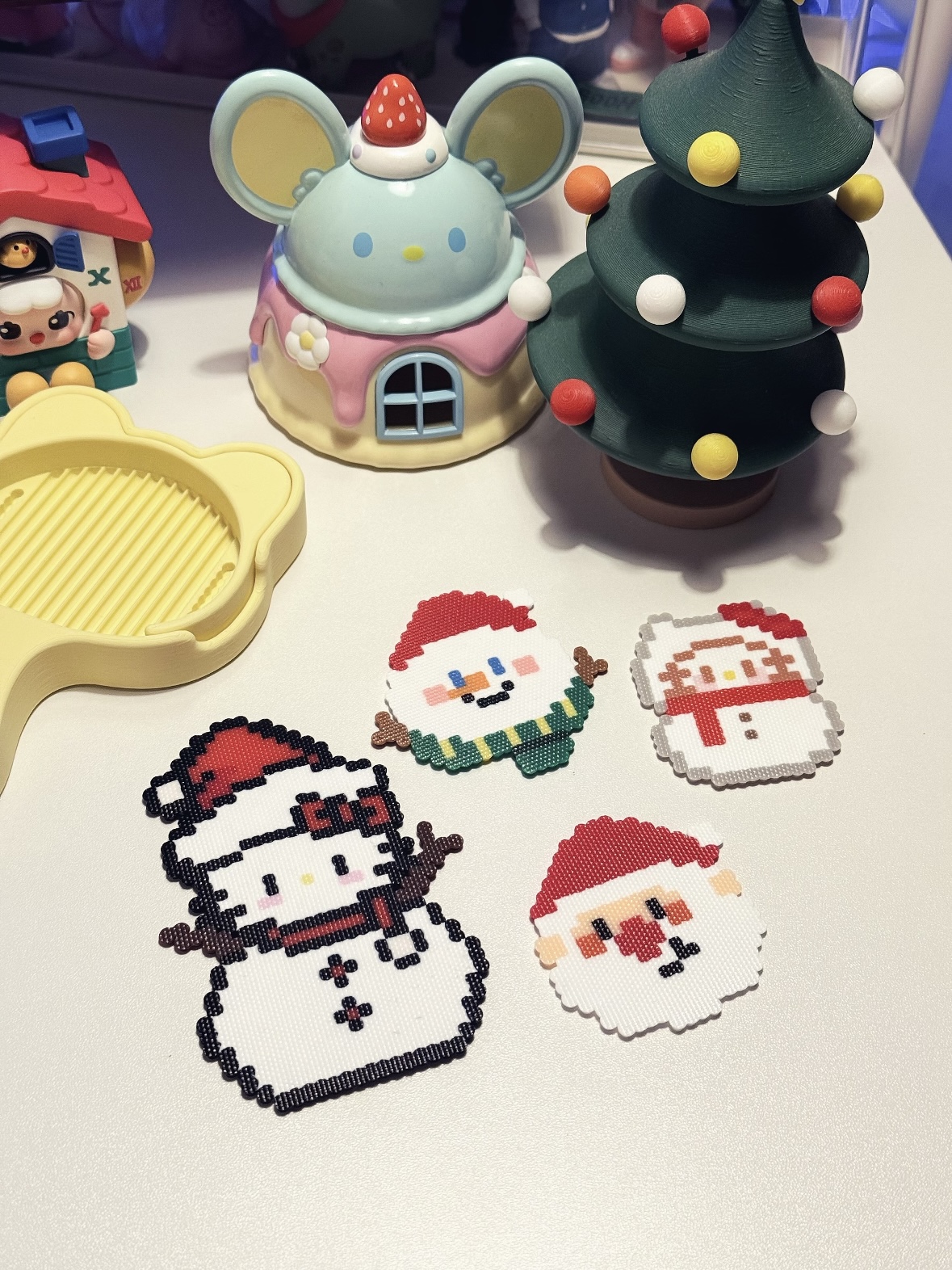 Fine-grain baking cloth method for Perler beads showing matte uniform finish
