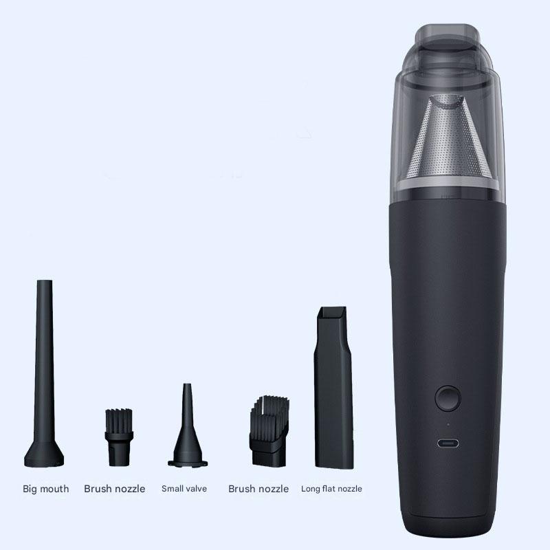 Black Portable Handheld Vacuum Cleaner - Cordless USB Rechargeable Mini Dust Cleaner with Blow and Suction Function, Multi Nozzle Attachments for Keyboard Desk Home Office Cleaning