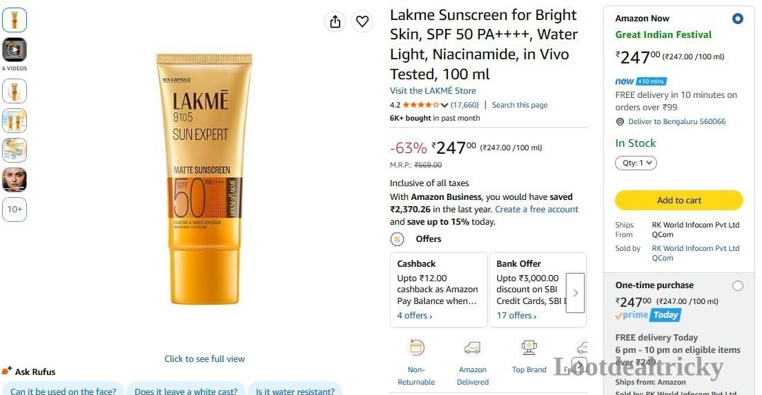 Lakme Sunscreen 100ml – Just ₹247 | Best Price Drop Today Lakme Sunscreen 100ml – Just ₹247 | Best Price Drop Today