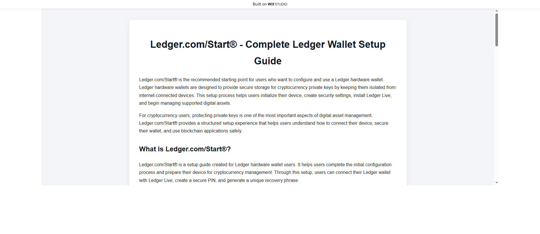 Forensic screenshot of startoledgar.wixstudio.com showing the phishing page layout