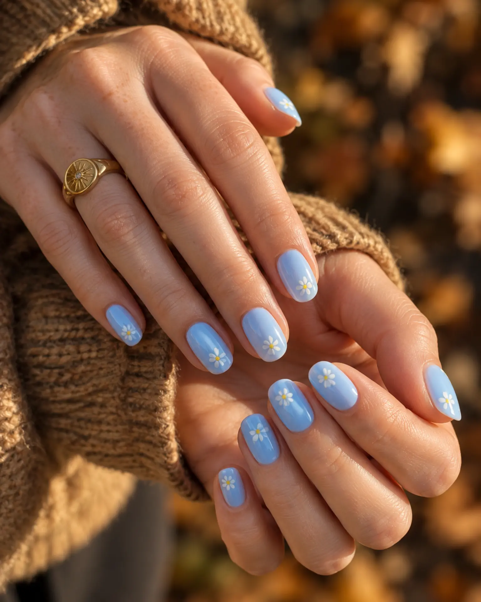 Sky Blue Tiny Motif manicure inspiration for Easter nail ideas