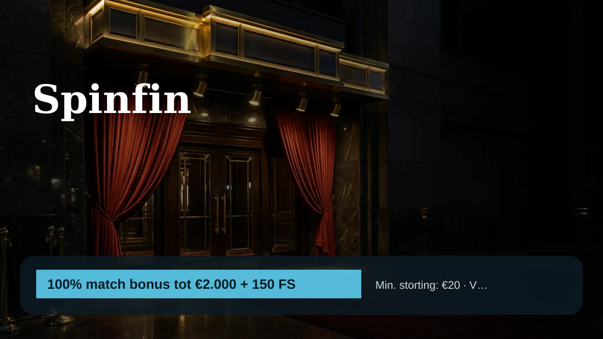 Spinfin casino — welkomstbonus 100% match bonus tot €2.000 + 150 FS, betalingen: Visa, Mastercard, Skrill, Neteller, Paysafecard