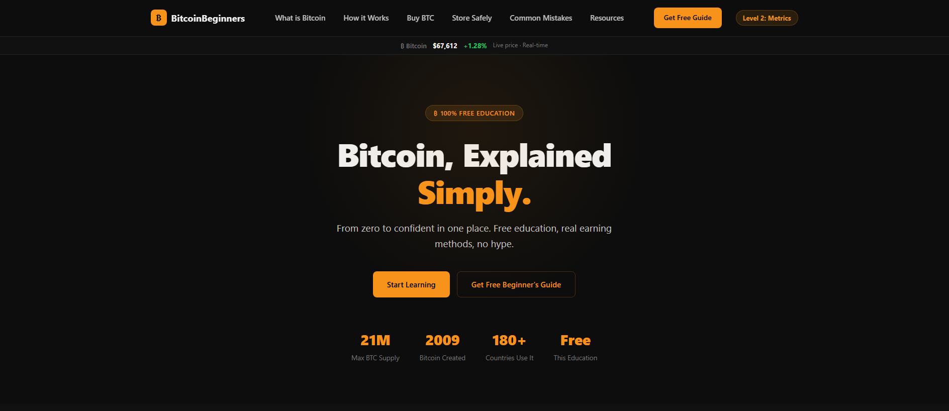 Screenshot of bitcoinbeginners.org