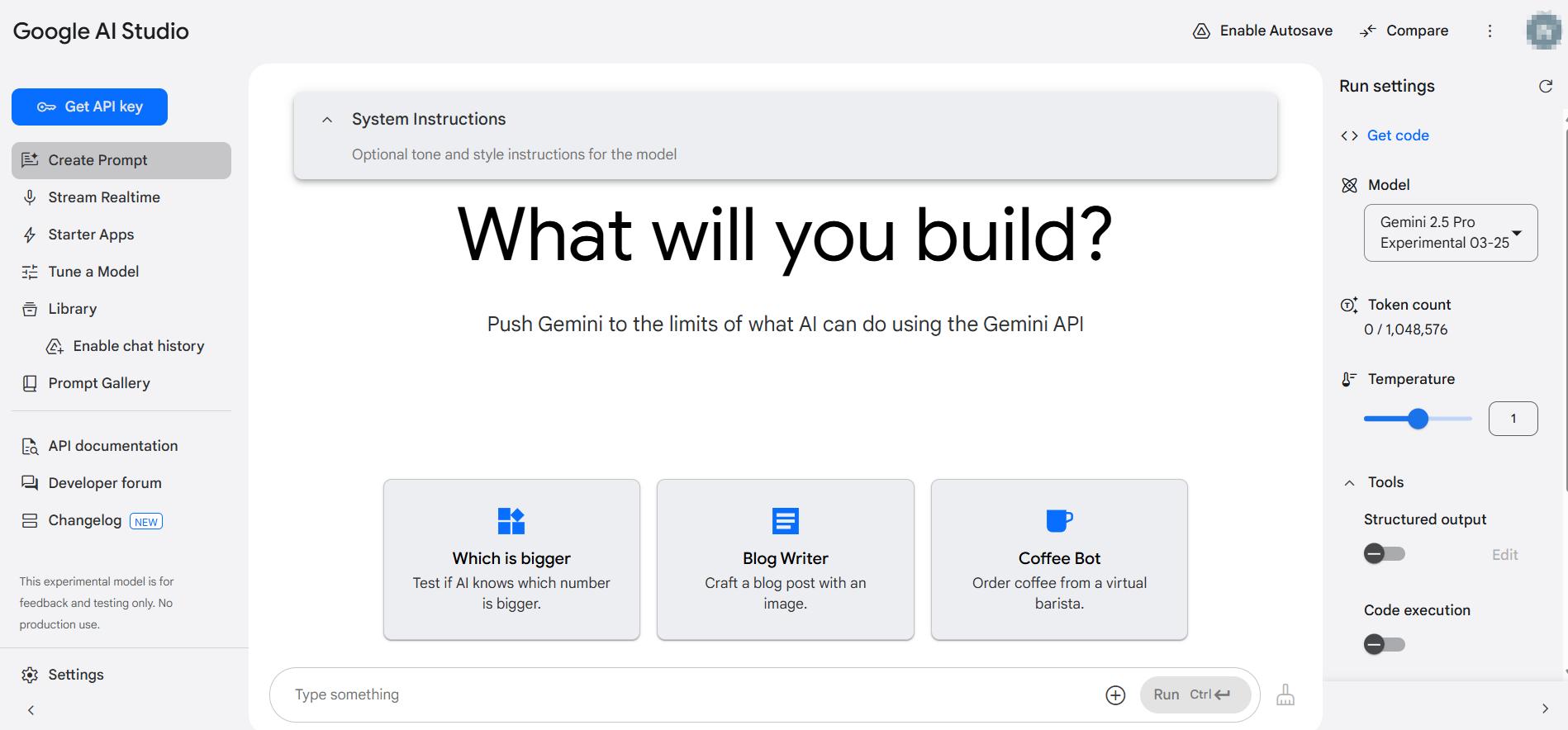 Google AI Studio platform interface showing AI model testing environment, prompt experimentation tools, content automation workflow builder, and API integration options for SEO professionals and developers