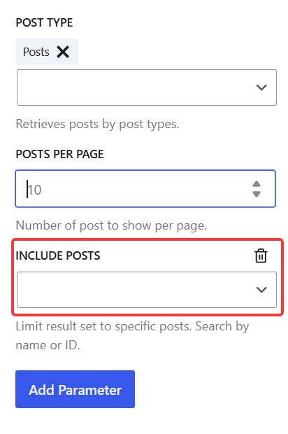 Include posts query parameters