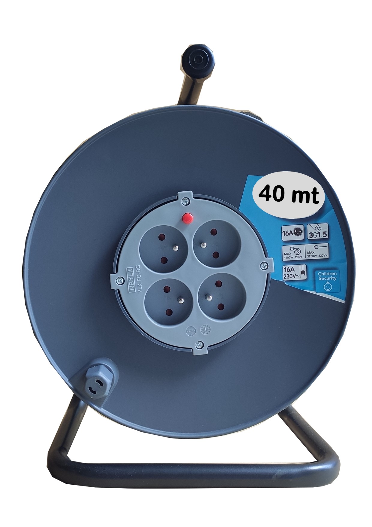 Enrouleur électrique 40 m 3G1,5 mm² – 4 prises – IP20