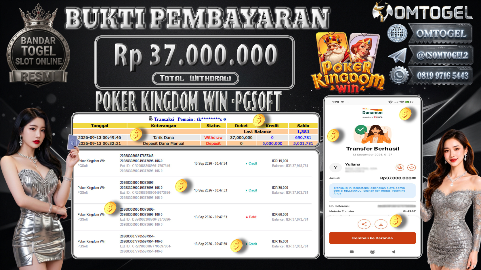 OMTOGEL JACKPOT PG SOFT POKER KINGDOM WIN  Rp.37,000,000,- DIBAYAR LUNAS