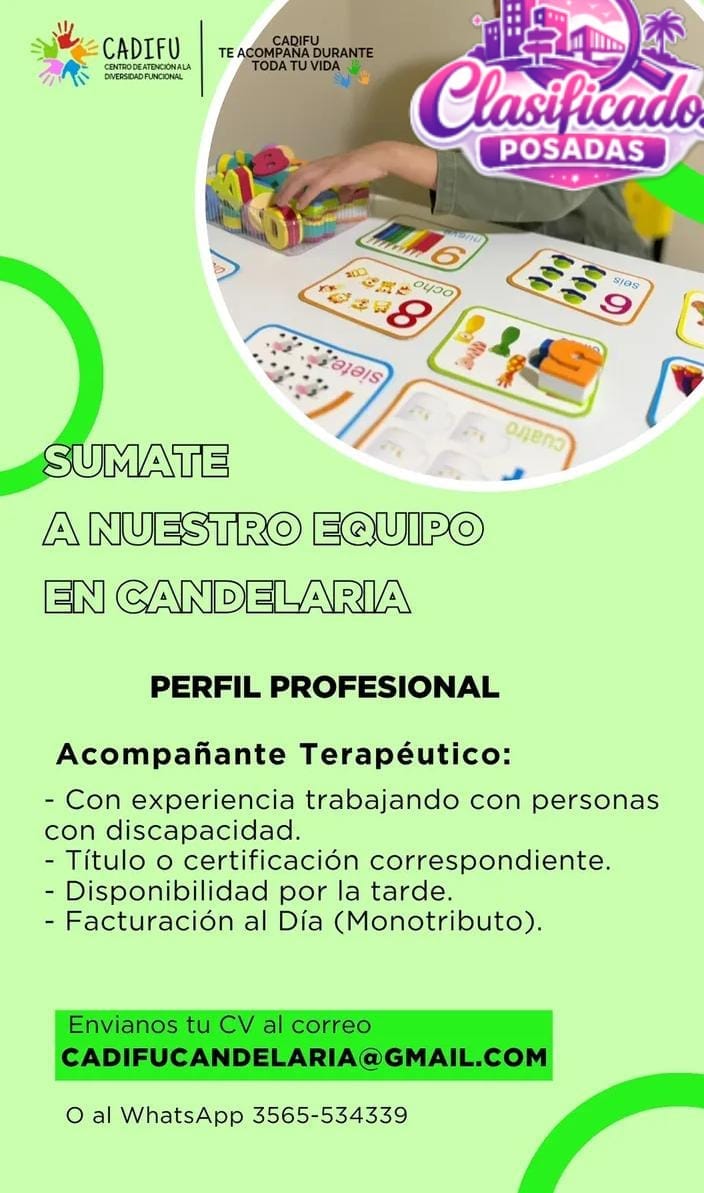 Se busca Acompañante Terapéutico en Candelaria