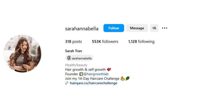 Sarah Tran results screenshot 1
