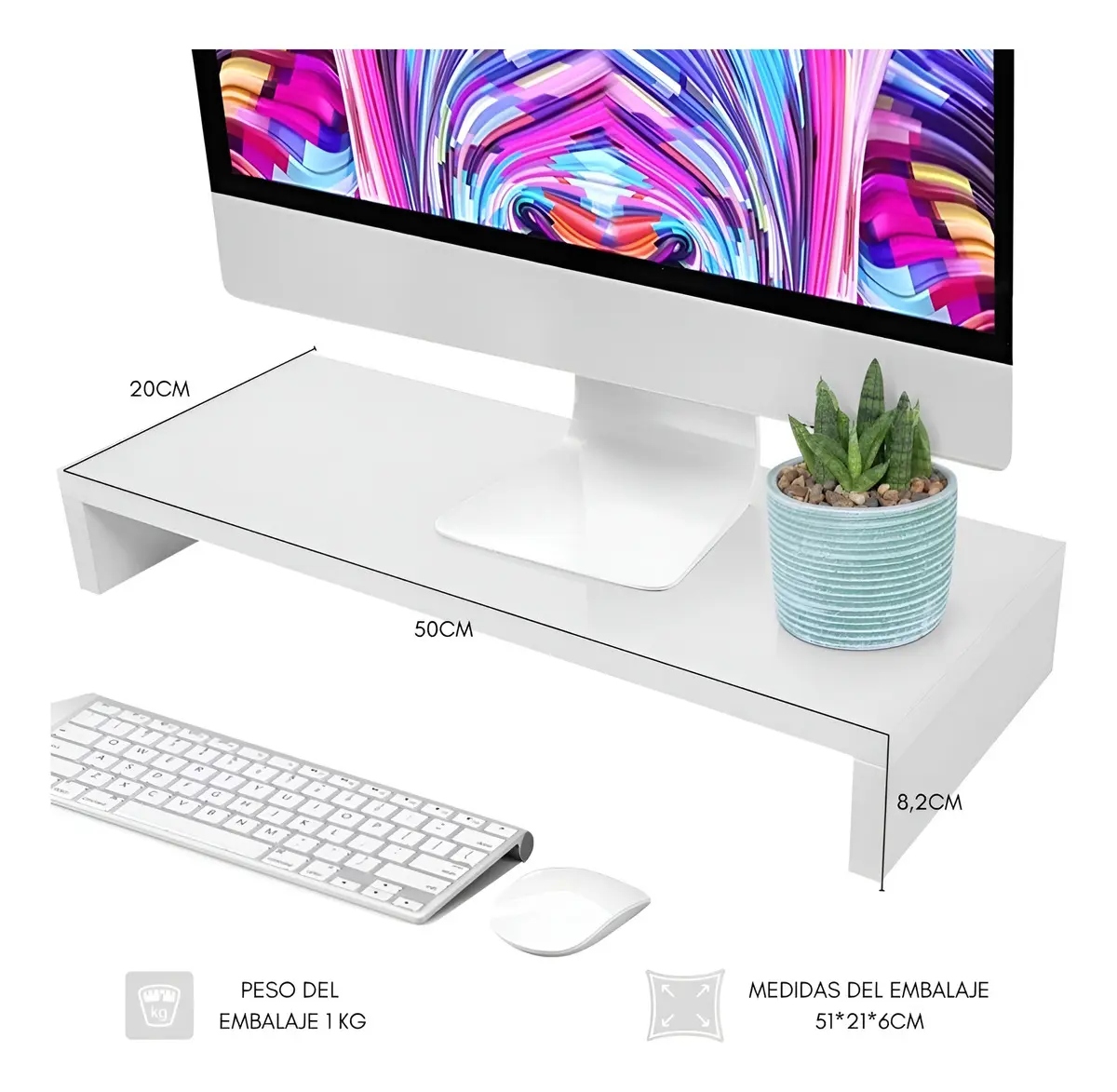 Soporte Madera Elevador para Monitor Organizador de Escritorio