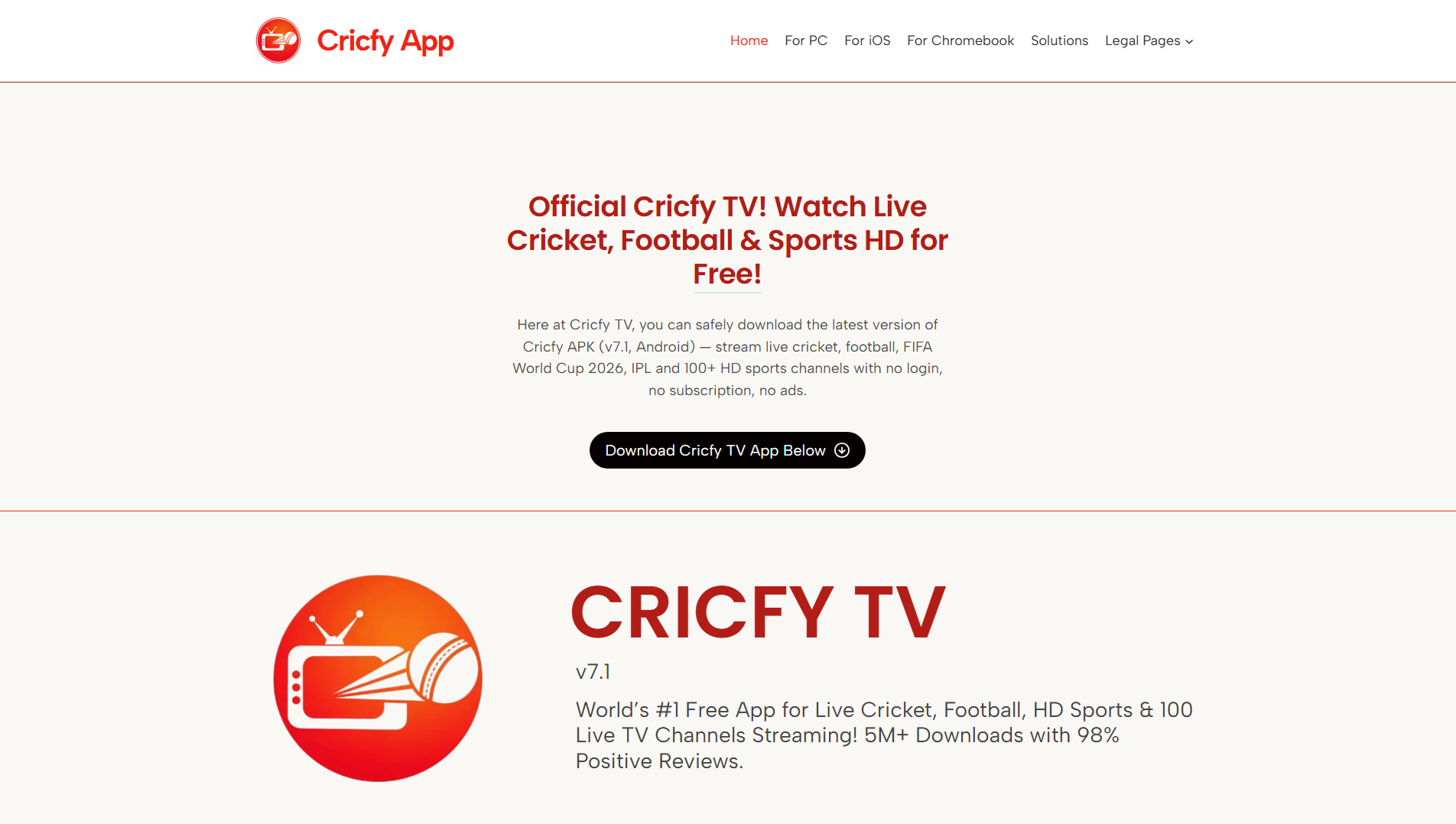 Stored capture of cricfyapp.pk