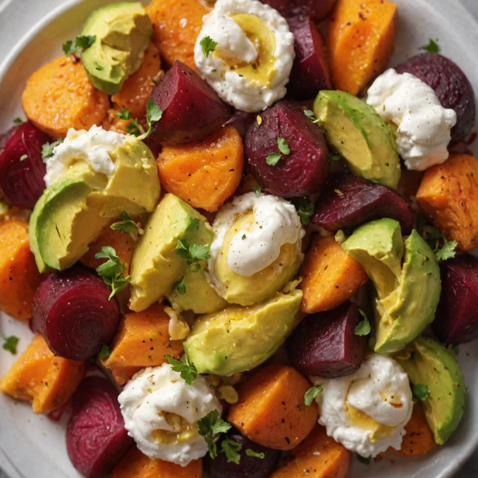 Roasted Beet, Sweet Potato, and Avocado Salad: A Flavorful Combination!