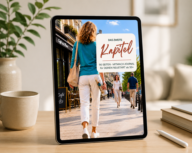 Das zweite Kapitel Journal auf einem Tablet