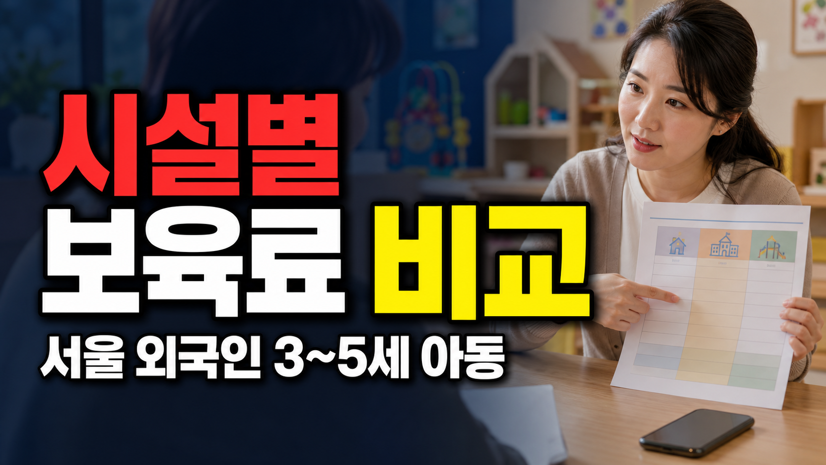 같은 3~5세 70%라도 금액은 다르다, 서울 외국인 아동 보육료 시설별 비교 관련 핵심 정보를 상징적으로 보여주는 썸네일 이미지