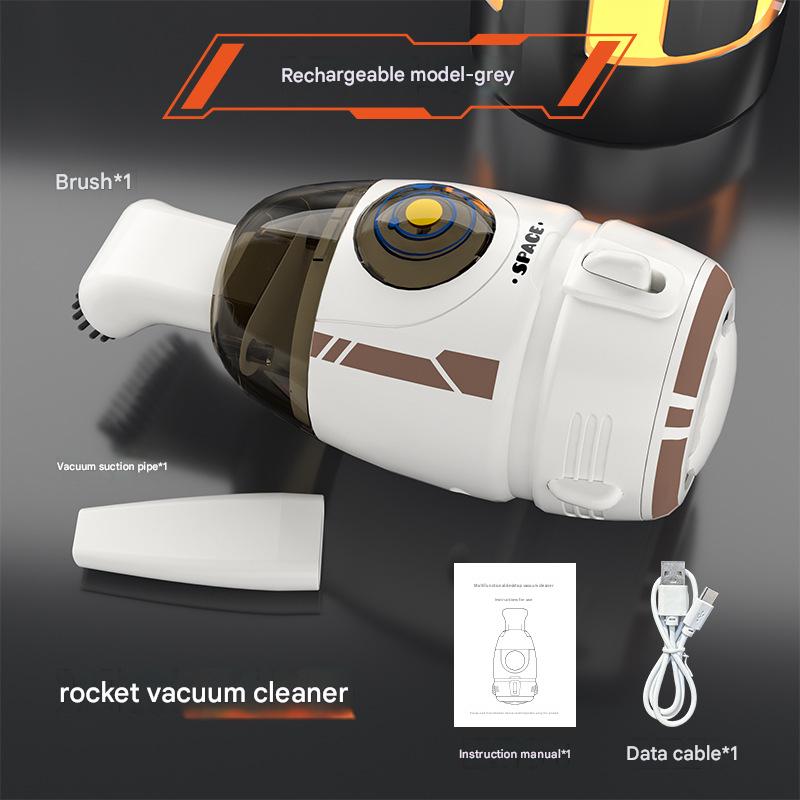 Grey Rocket Desktop Vacuum Cleaner - USB Rechargeable, 500mAh Battery, Two Types of Suction Nozzles, Transparent Dustbin - Compact Handheld Vacuum for Keyboard, Eraser Shavings, Desk & Car Cleaning