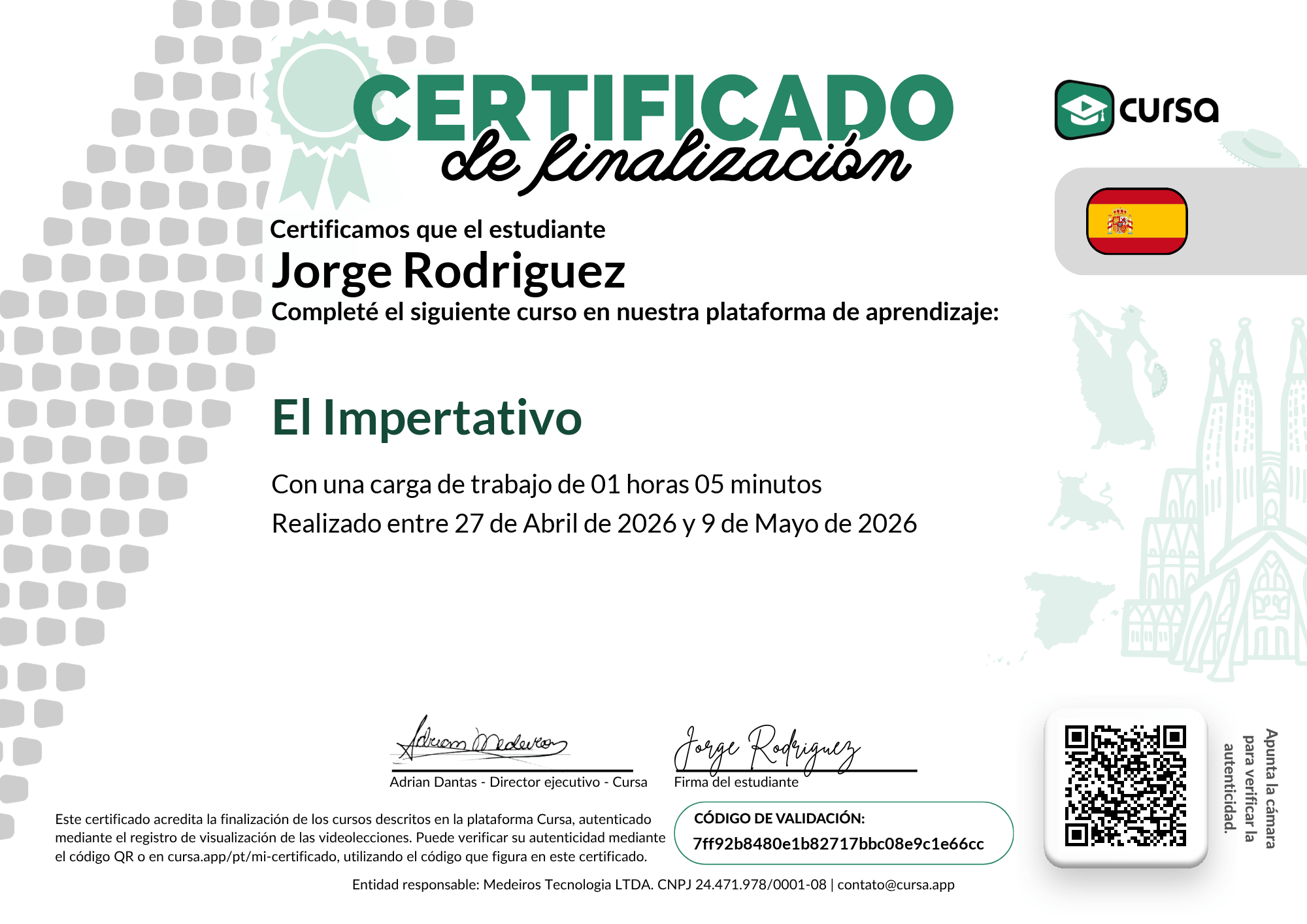 Certificado El Imperativo