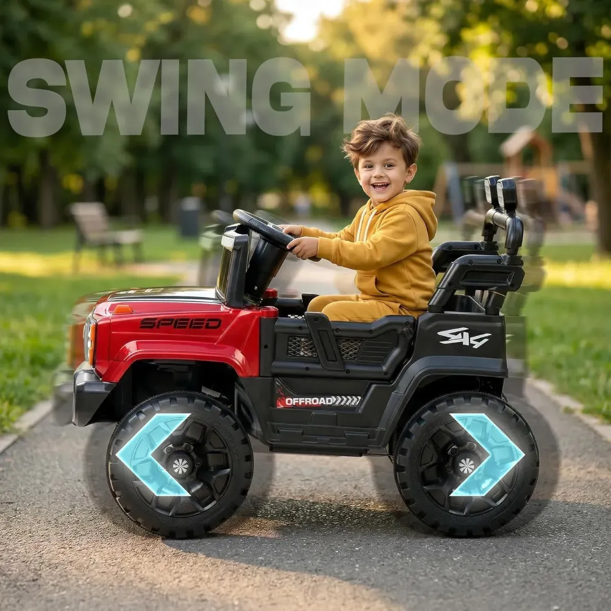 80 D Battery Operated Jeep for Kids with Parental Control | 4x4 Motor Baby Electric Ride On Toy Car with RGB Lights, Music & Swing Mode | Rechargeable Battery Car for Kids 1–6 Years photo 6