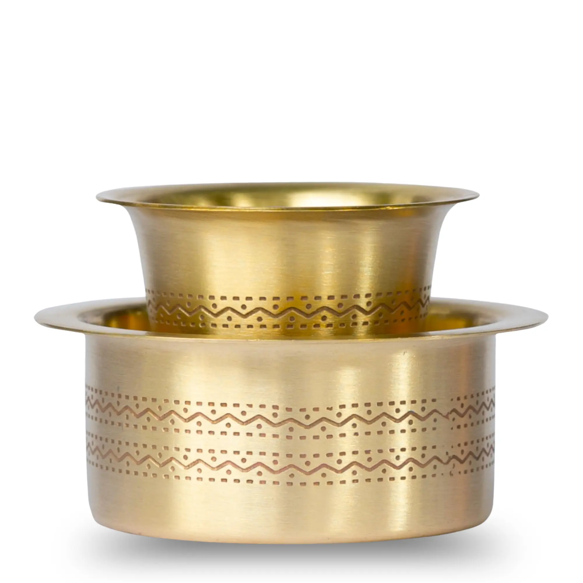 Sidapur High quality Etched Brass Dabara Set in Brushed Matt Finish 90ml - Small