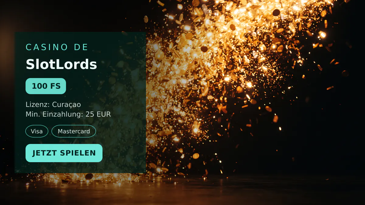 SlotLords Casino — Willkommensbonus 100% bis 750 EUR + 100 FS, Zahlungen: Visa, Mastercard, Skrill, Neteller, Paysafecard SlotLords Casino — Willkommensbonus 100% bis 750 EUR + 100 FS, Zahlungen: Visa, Mastercard, Skrill, Neteller, Paysafecard