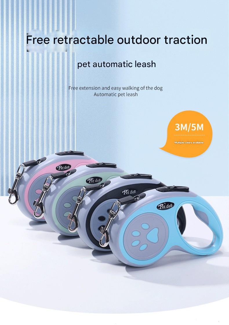 Blue Automatic Retractable Dog Leash - 5M Extendable Lead with One-Handed Brake Lock - ABS Casing, Ergonomic Grip, Tangle-Free Nylon Tape, Outdoor Walking Essential